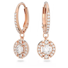 swarovski sparkling dance drop earrings round cut white rose gold tone plated