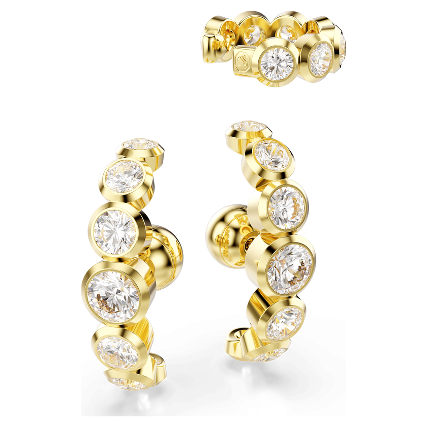 swarovski حلية للأذن imber، طقم  3 قطع ، قطع مستدير، لون أبيض، طلاء باللون الذهبي