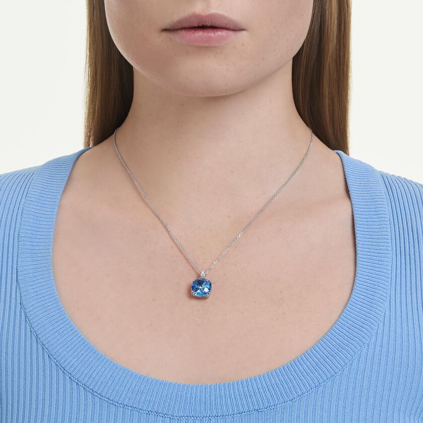 swarovski قلادة millenia، قطع الوسادة، لون أزرق، طلاء روديوم