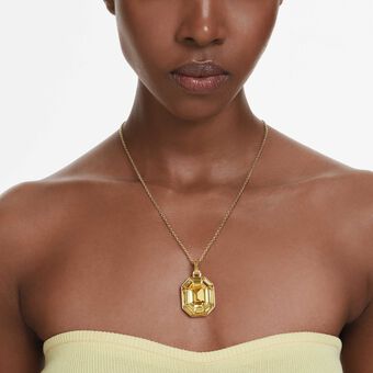 swarovski قلادة lucent، شكل مُثَمَّن، لون أصفر، طلاء باللون الذهبي