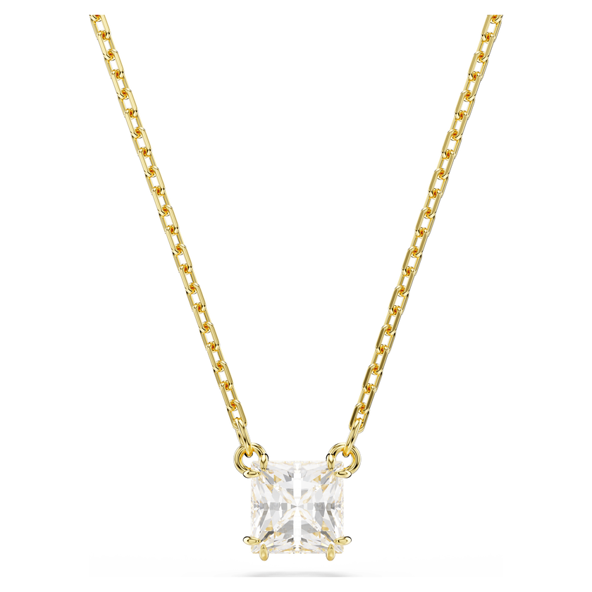 swarovski قلادة stilla attract، قطع مربع، لون أبيض، لمسة نهائية من الذهب عيار 18 قيراط