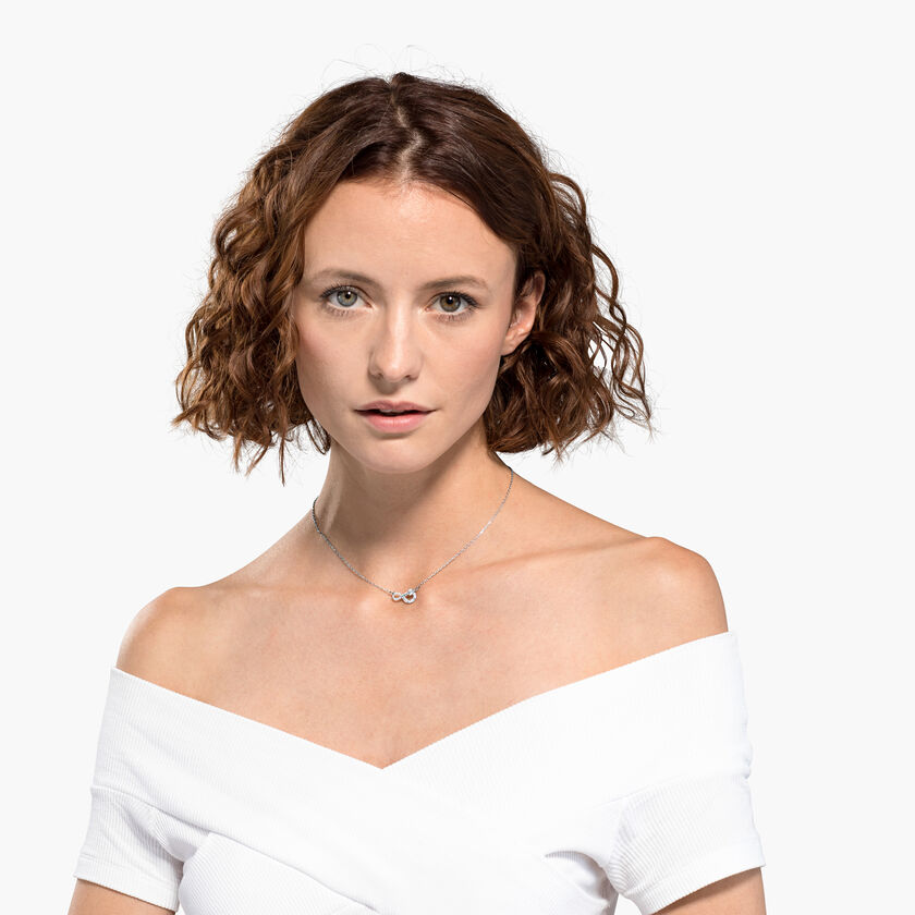 عقد swarovski inifinity، لون أبيض، طلاء روديوم