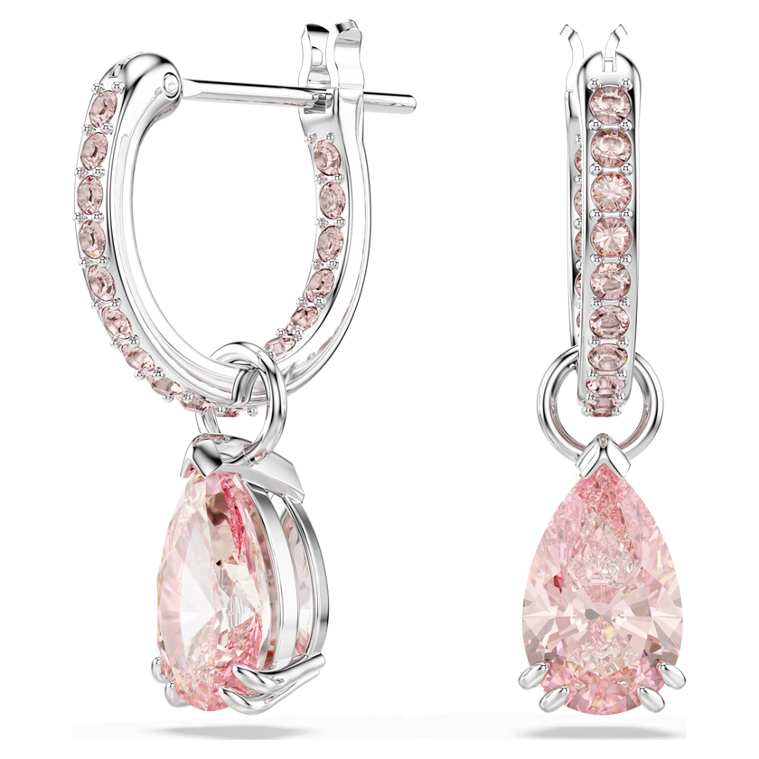 swarovski أقراط متدلية attract، قطع كمثري، لون وردي، طلاء روديوم