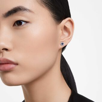 swarovski أقراط دبوسية una angelic، قطع مربع، لون أزرق، طلاء روديوم