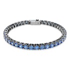 swarovski matrix tennis bracelet  round cut  blue  ruthenium plated