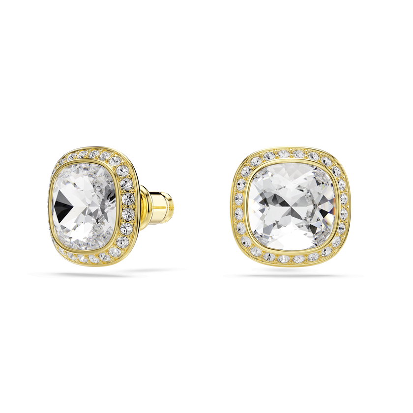 swarovski أقراط دبوسية una angelic، قطع كوشن، لون أبيض، لمسة نهائية من الذهب عيار 18 قيراط