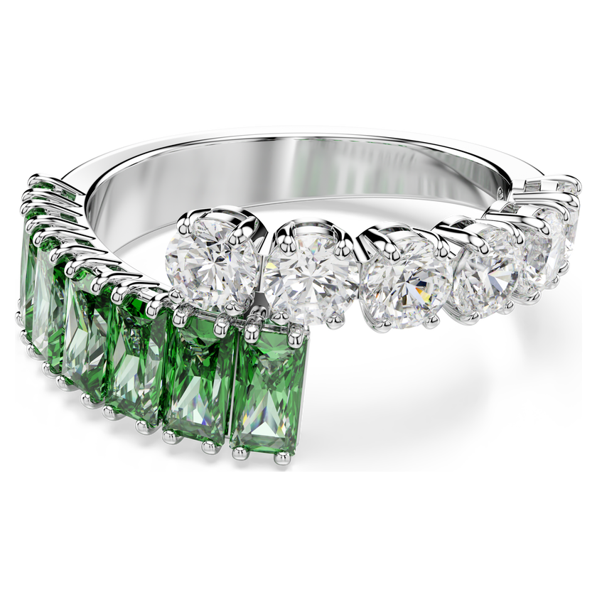 swarovski خاتم matrix، قطع متنوع، لون أخضر، طلاء روديوم