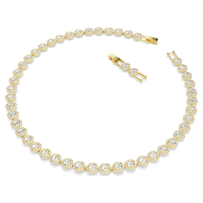 swarovski عقد una angelic tennis، قطع مستدير، لون أبيض، طلاء باللون الذهبي