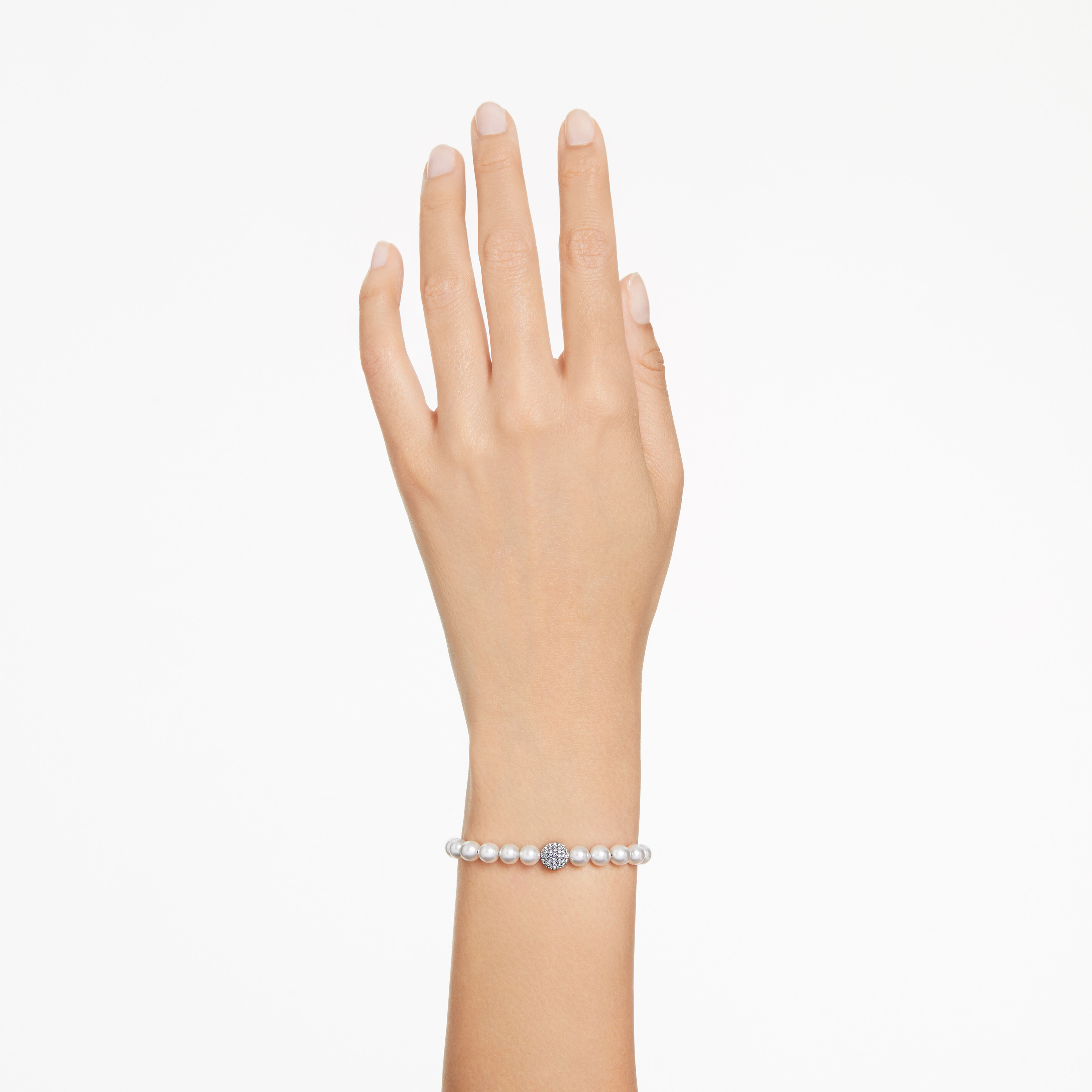 swarovski سوار مجدول remix collection من سواروفسكي، لون أبيض، طلاء روديوم