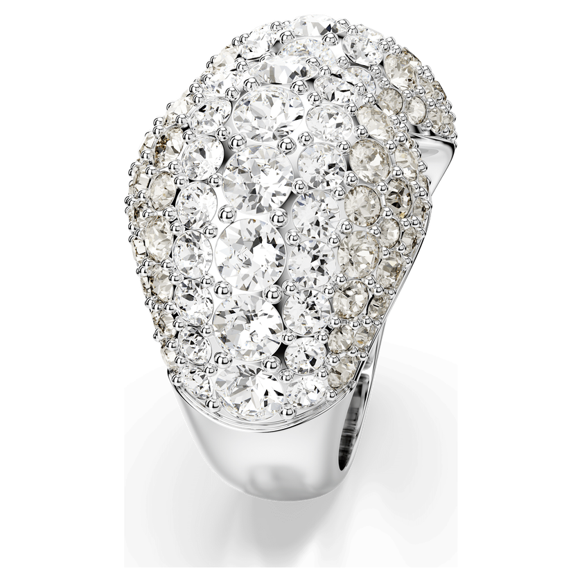 swarovski خاتم كوكتيل sublima، قطع مُستدير، لون أبيض، طلاء روديوم