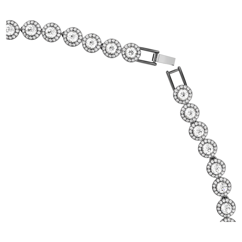 swarovski عقد una، قطع مُستدير، تصميم طويل، لون أبيض، طلاء روثينيوم