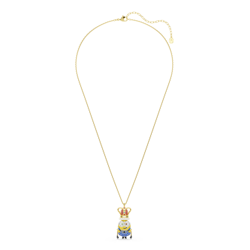 swarovski قلادة minions كينج بوب، ترصيع بافيه، ألوان متعددة، طلاء باللون الذهبي