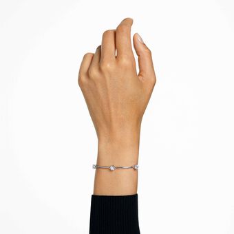 swarovski سوار constella، مزدان بكريستالات دائرية، لون أبيض، طلاء روديوم