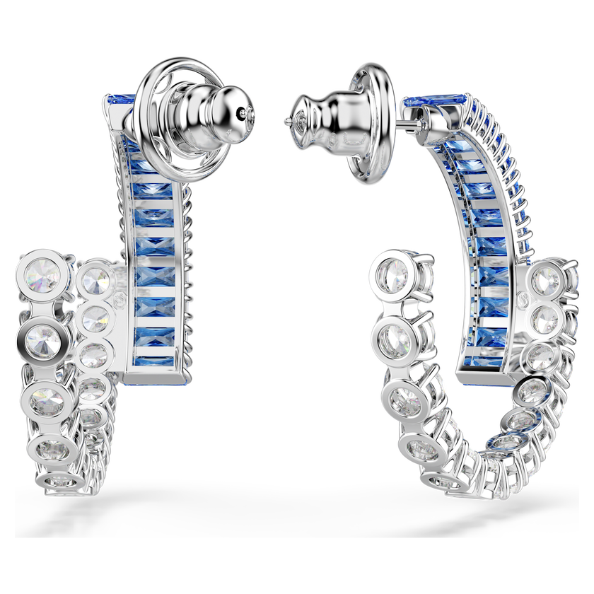 swarovski أقراط حلقية matrix، قطع متنوع، لون أزرق، طلاء روديوم