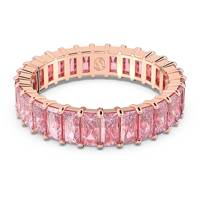 swarovski خاتم matrix، قطع باغيت، لون وردي، لمسة نهائية من الذهب الوردي عيار 18 قيراط