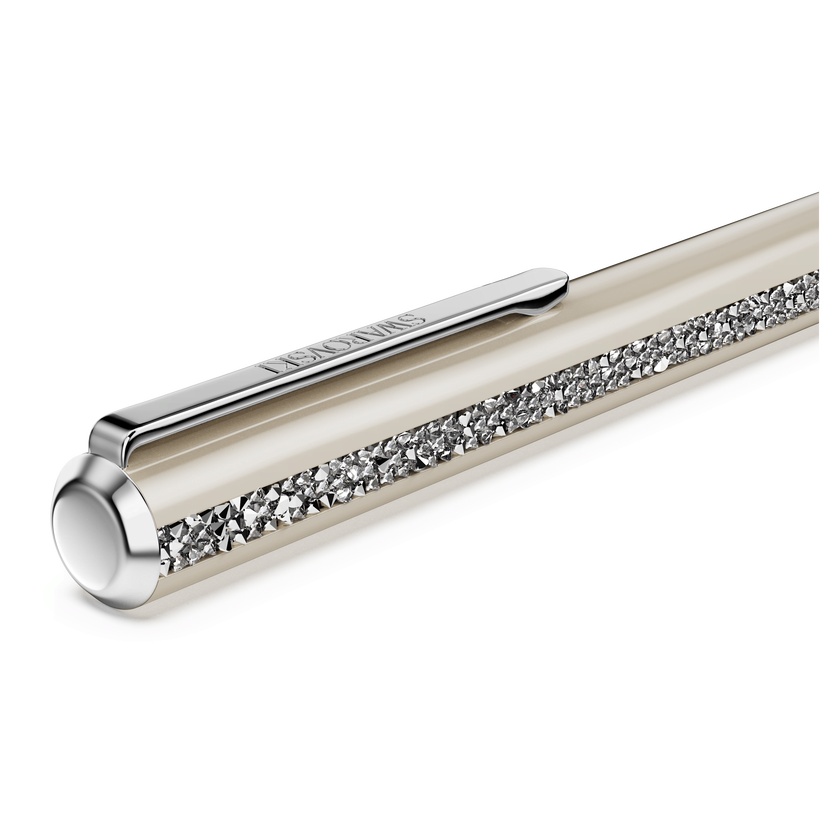swarovski قلم حبر جاف crystal shimmer glide، لون بيج، لون بيج لامع، طلاء كروم