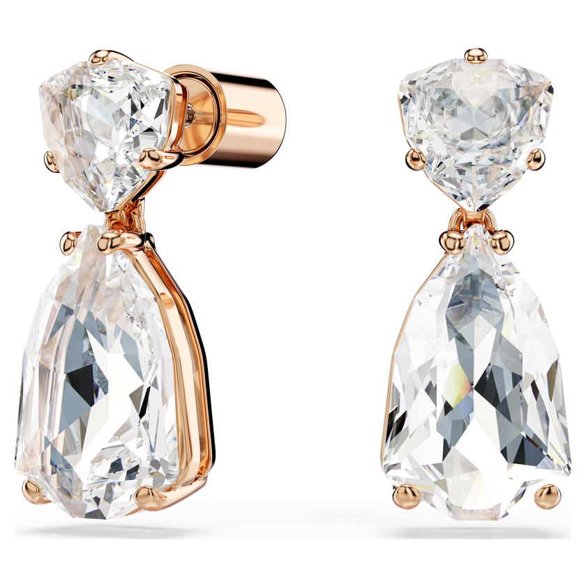 swarovski أقراط متدلية mesmera، شكل كمثرى، لون أبيض، طلاء باللون الذهبي الوردي