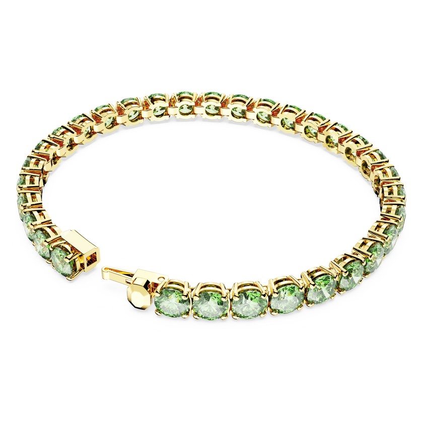 swarovski سوار matrix tennis، قطع مستدير، لون أخضر، طلاء بلون ذهبي
