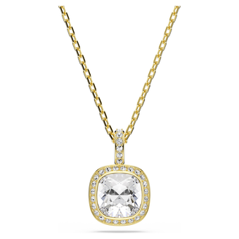 swarovski قلادة una angelic، قطع الوسادة، لون أبيض، لمسة نهائية من الذهب عيار 18 قيراط
