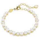 swarovski سوار matrix tennis، لآلئ كريستال، قطع مستدير، لون أبيض، طلاء باللون الذهبي