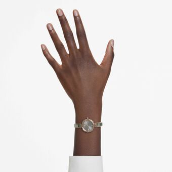 swarovski ساعة matrix bangle، صناعة سويسرية، سوار كريستال، لون رمادي، لمسة نهائية بلون ذهبي وردي