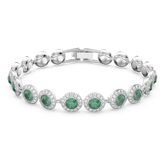 swarovski سوار una angelic، قطع مُستدير، ترصيع بافيه، حجم متوسط، لون أخضر، طلاء روديوم