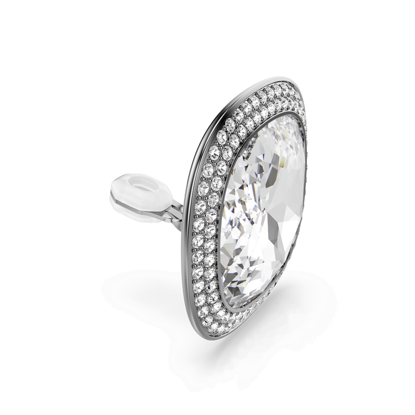 swarovski أقراط بمشبك una angelic، قطع كوشن، لون أبيض، طلاء روتينيوم