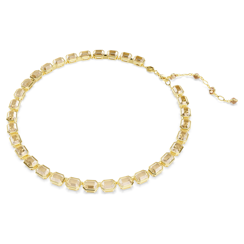 swarovski عقد matrix tennis، قطع مثمن، لون أصفر، طلاء باللون الذهبي