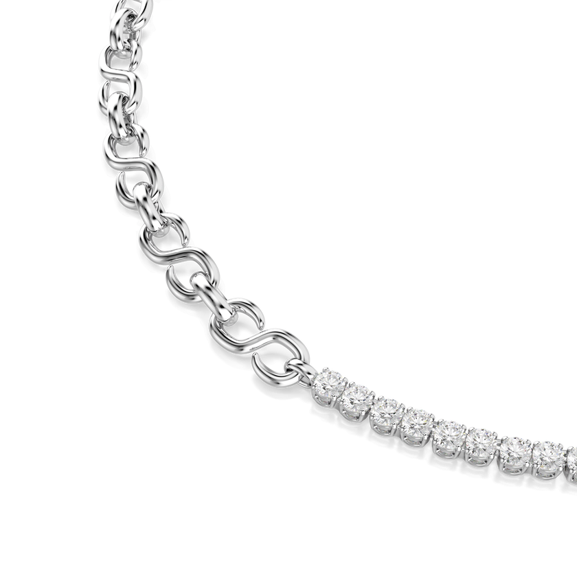 swarovski عقد matrix، شكل s، قطع مستدير، لون أبيض، طلاء روديوم