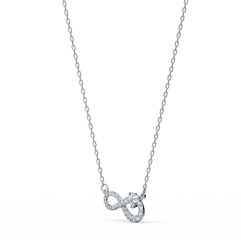 عقد swarovski inifinity، لون أبيض، طلاء روديوم