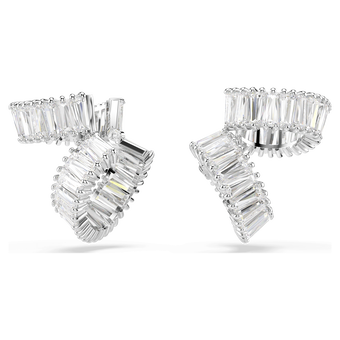 حِلى الأذن ariana grande x swarovski، قطع باغيت، لون أبيض، طلاء روديوم