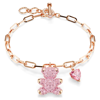 swarovski سوار teddy، لون وردي، طلاء ذهبي وردي