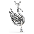 swarovski قلادة وبروش swan vienna، شكل بجعة، لون أبيض، طلاء روثينيوم