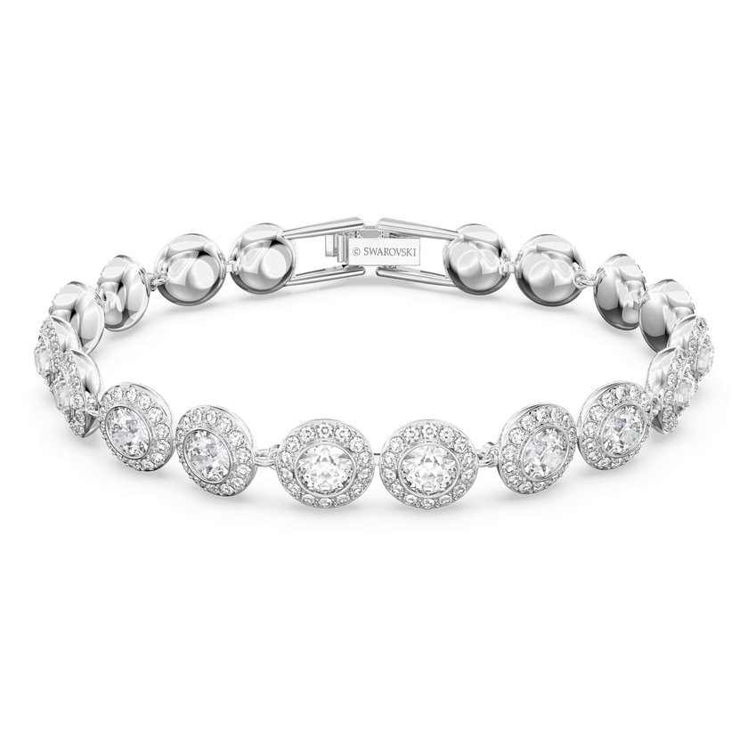 swarovski طقم una angelic، قطع مستدير، لون أبيض، طلاء روديوم