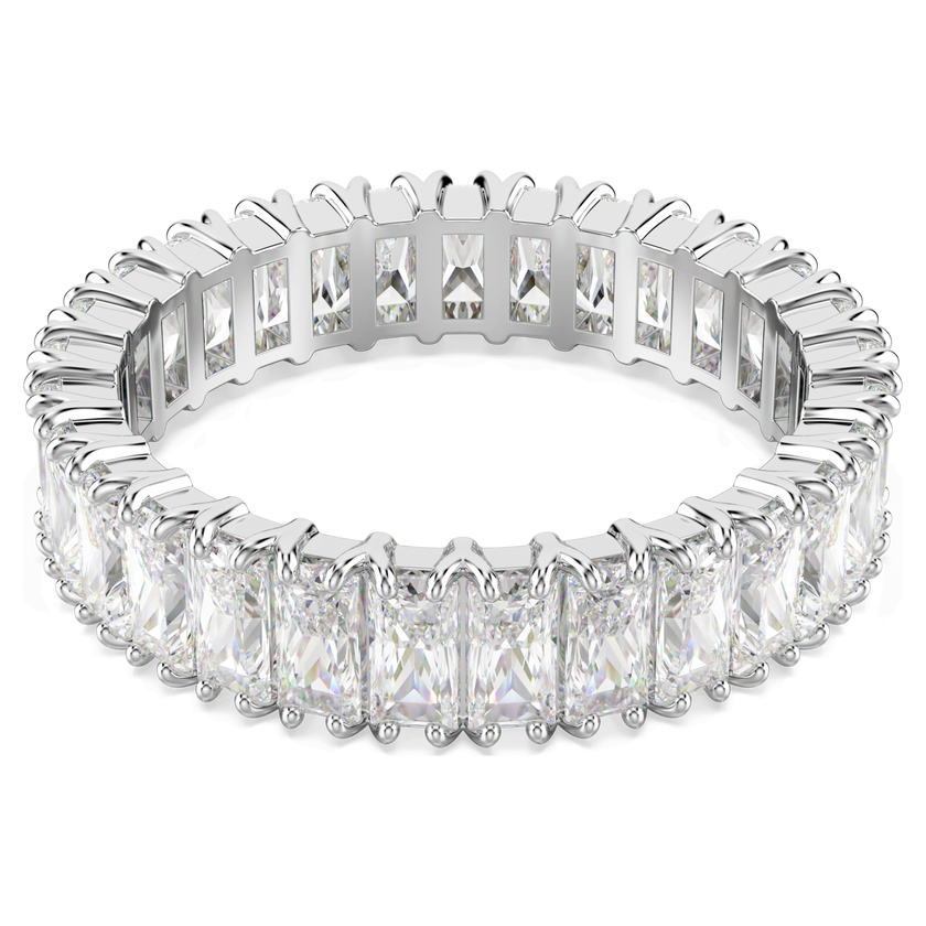 swarovski خاتم matrix، قطع باغيت، لون أبيض، لمسة نهائية باللون الفضي