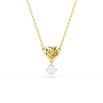 swarovski قلادة lifelong heart، قطع مُستدير، شكل قلب، لون أبيض، لمسة نهائية من الذهب عيار 18 قيراط