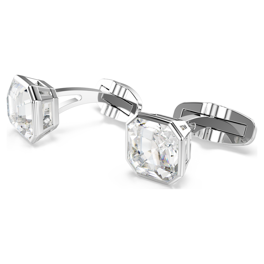 swarovski أزرار أكمام millenia، قطع مثمن، لون أبيض، طلاء روديوم