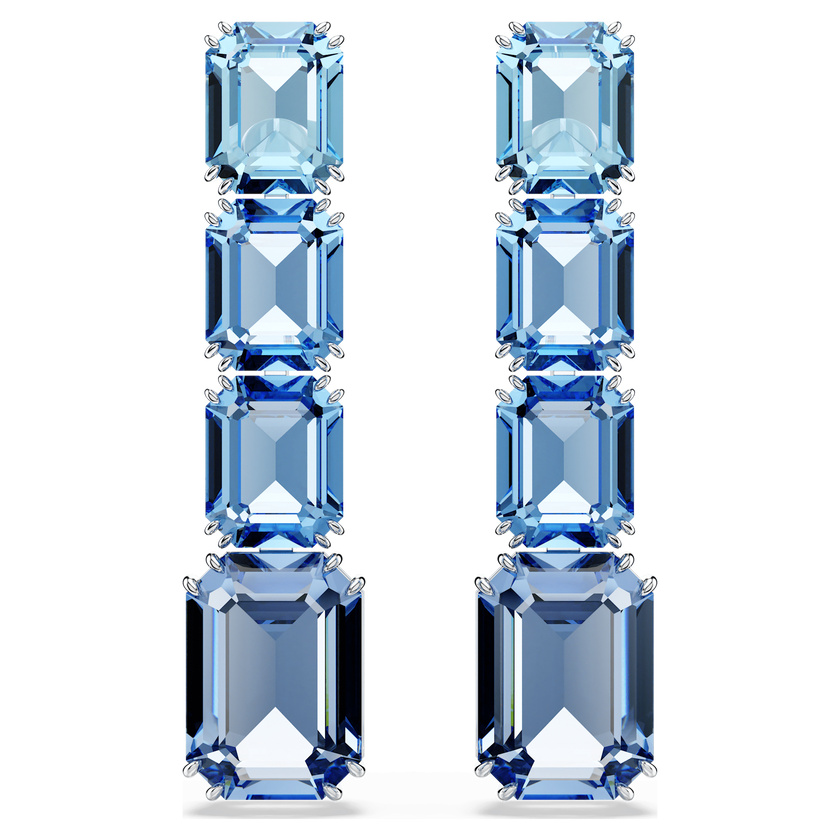 swarovski أقراط متدلية millenia، قطع مثمن، لون متدرج، لون أزرق، طلاء روديوم