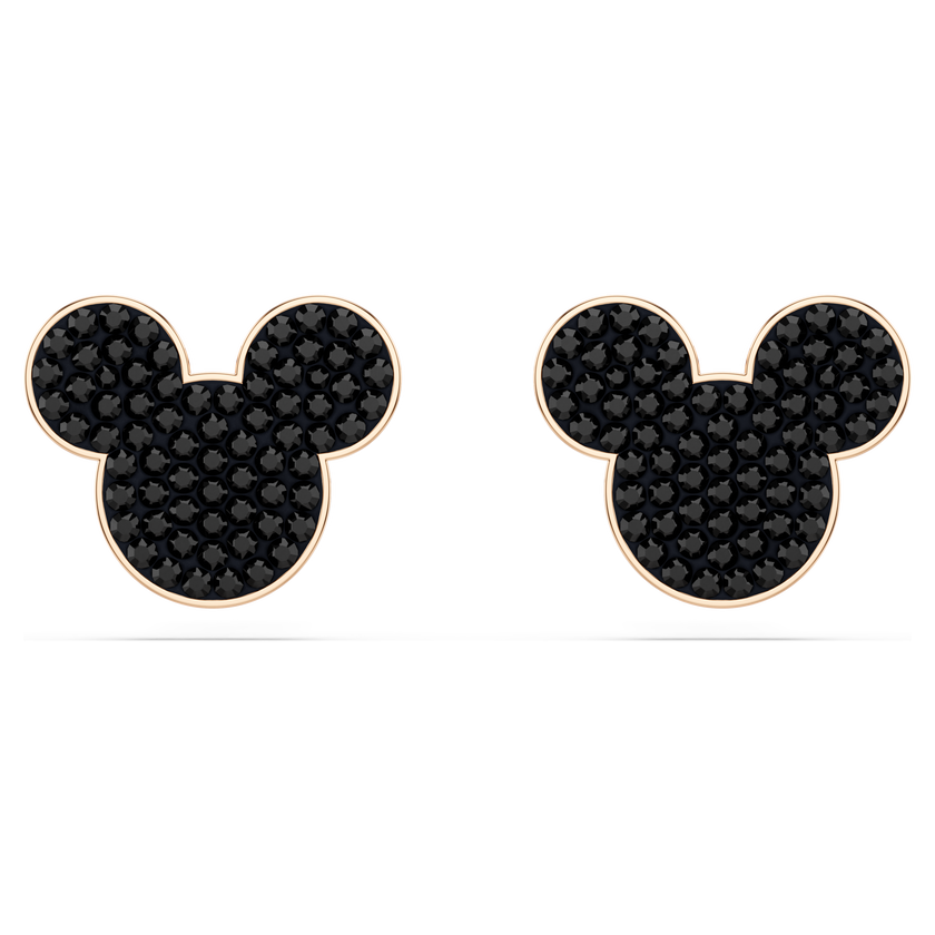 swarovski mickey   minnie stud earrings  black  rose gold tone plated