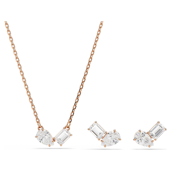 swarovski mesmera set pear cut octagon cut white rose gold tone plated
