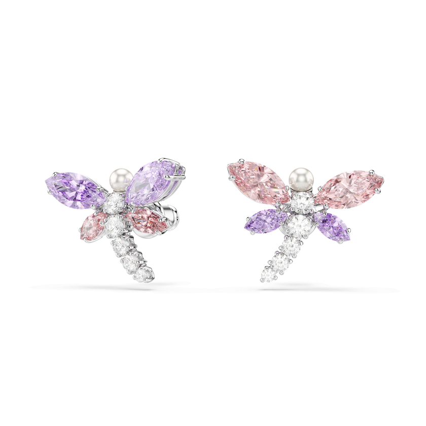 أقراط دبوسية ariana grande x swarovski، قطع متنوع، شكل يعسوب، ألوان متعددة، طلاء روديوم