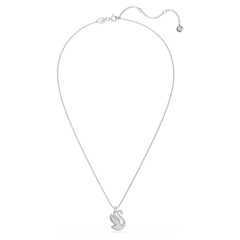 swarovski قلادة swan، على شكل بجعة، حجم متوسط، لون أبيض، طلاء روديوم