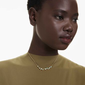 swarovski عقد constella، قطع متنوع، لون أخضر، لمسة نهائية من الذهب عيار 18 قيراط