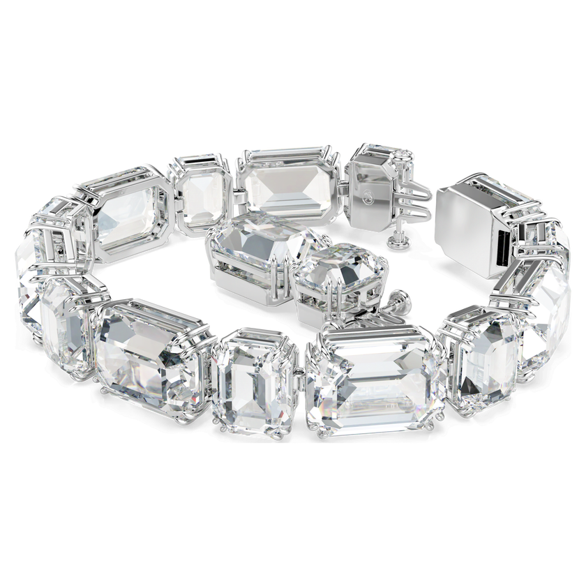 swarovski سوار millenia tennis، قطع مُثَمَّن، لون أبيض، طلاء روديوم