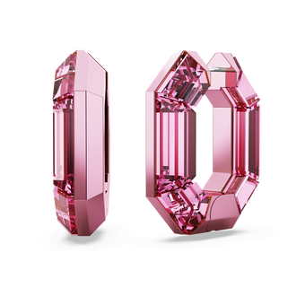 swarovski أقراط حلقية lucent، شكل مُثَمَّن، حجم صغير، لون وردي