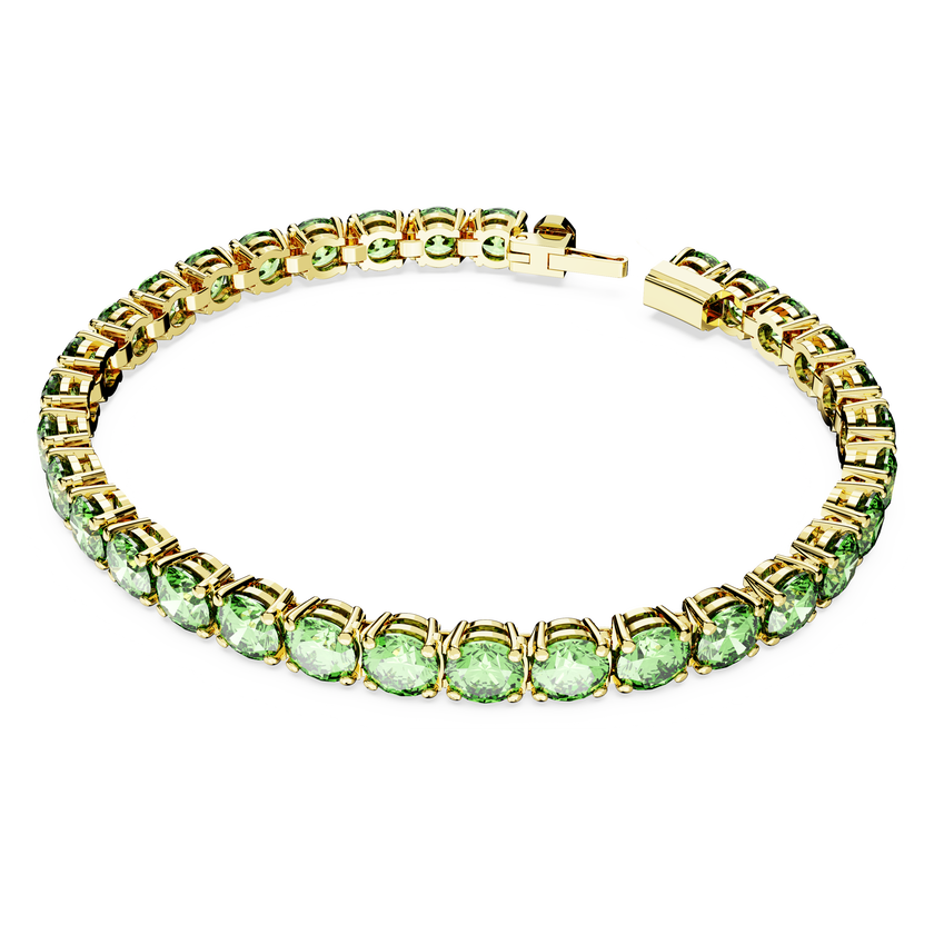 swarovski سوار matrix tennis، قطع مستدير، لون أخضر، طلاء بلون ذهبي