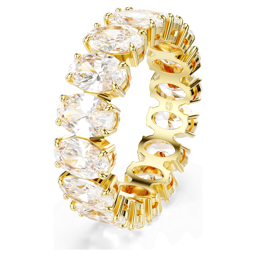 swarovski خاتم matrix، قطع بيضاوي، لون أبيض، طلاء باللون الذهبي
