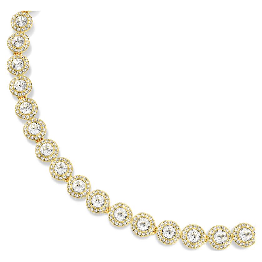 swarovski عقد una angelic tennis، قطع مستدير، لون أبيض، طلاء باللون الذهبي