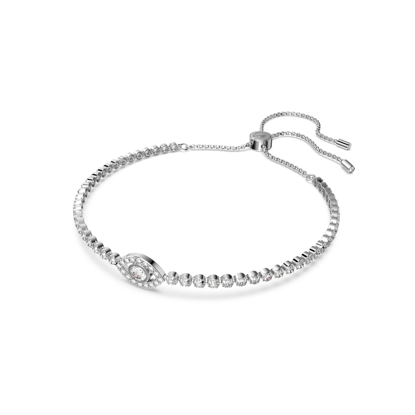 swarovski سوار subtle، على شكل عين الحسود، لون أبيض، طلاء روديوم