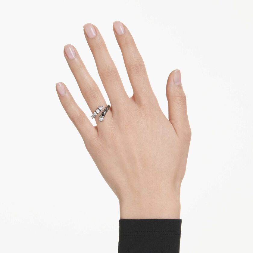 swarovski خاتم مفتوح sublima، قطع متنوع، لون أبيض، طلاء روثينيوم